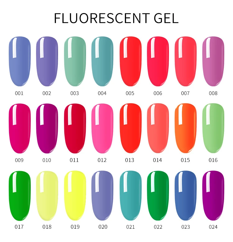 fluorescent UV nail gel OEM color gel salon art free sample professinal nail  15ml