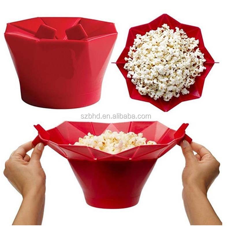 Foldable Microwave Silicone Popcorn Maker,Popper With Handle