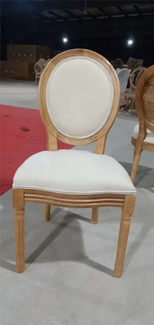 French Vintage Upholstered Beige Fabric Dining Side Chair with Fully Assembled K/D 2-pcs Packing