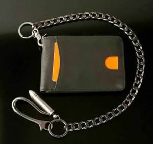 Front Pocket RFID Blocking Card Holder Slim Bifold Money Clip Wallet Men with Chain