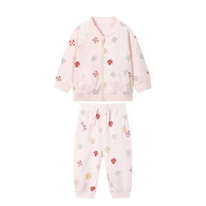 Gabby Loop Girl clothes sets light pink allover soft mushroom prints girl jogging suits  children set