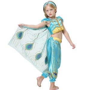 Girls Summer Dress Halloween Party Cosplay Jasmine Princess Costumes