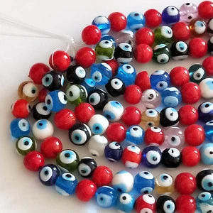 Glass  beads of red turkey evil eyes for necklace