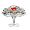 GLASS CENTERPIECE CENTERPIECE WITH CRYSTAL FLOWERS AND CANDLE WHITE RED WEDDING HOTEL RESTAURANT DISTRIBUTOR RETAIL LUXOR  GIFT
