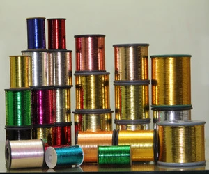 Gold and silver color M type metallic yarn lurex thread 100% PET film flat yarn