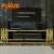Import Gold base black tempered glass storage function cabinet TV stand from China