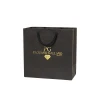 Gold Logo Small Black Craft Customized Paper Bag With PP Handle For Jewelry