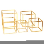 Gold Wedding Decor Set Of 5 Metal Square Flower Stand Table Centerpieces For Home Decoration
