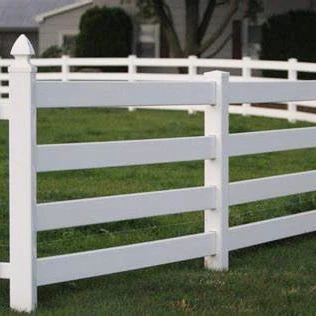 Good Quality 4 Rail PVC Fencing, Vinyl Horse Fencing, Plastic Ranch Fencing, Post and Rail Fencing