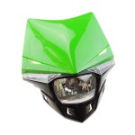 GOOFIT Green H4 LED Universal 12V 35W Motorbike Headlight 2 Indicators lights Supermoto Motocross Approved Cover Halogen
