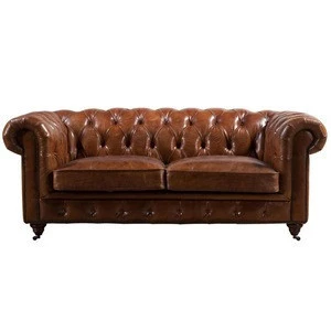 Hand Finished Vintage Tan Leather Chesterfield Sofa Furniture