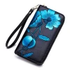 Hand-painted flower good-looking handbag fashion genuine leather purse long zipper women wallet
