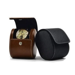 Handmade luxury vintage leather roll watch box single watch case Watch Bracelets Case with pillow