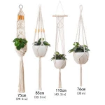 Handmade Macrame Flower Pot Hanging Basket Knotted Rope Flowerpot Net Bag Horticultural Home Door Balcony Courtyard Garden Decor