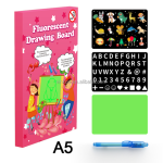 Harmless ABS Material LED Drawing Board Toy With Fluorescent Pen Magic Luminous