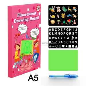 Harmless ABS Material LED Drawing Board Toy With Fluorescent Pen Magic Luminous