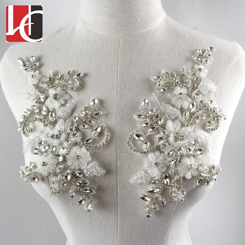 HC-5853 Hechun shiny beaded crystal applique for wedding dress