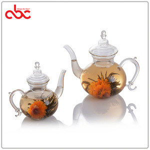 Heat Resistant Borosilicate Blooming Tea Glass Teapot With Glass Infuser 800ml 1200ml