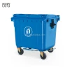 Heavy duty HDPE plastic 1100 litre waste bins Mobile plastic container with a flat lid
