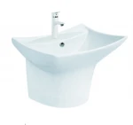 High grade  wall hung basin ceramic round one piece basin bathroom handing basin