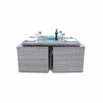 HIGH QUALITY DELUXE OUTDOOR PLASTIC RATTAN DINING CUBE FURNITURE SET