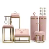 High quality metal Jewelry display stand pink microfiber jewelry display props