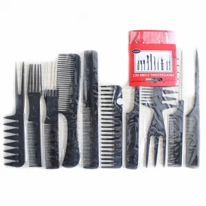 High Quality Salon Barber Hairdressing 10 pcs Massage Variety Gears Assorted Pack Plastic Hair Comb Set