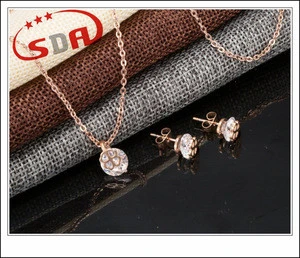 High quality stainless steel fashion jewelry set wholesale rose gold plated costume jewelry