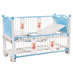 High Quality Steel Framework Movable Children Hospital Bed Kid Bed Childrens bed With Two Cranks and ABS Bedside