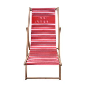 holiday bask sun custom fabric logo durable wood foldable beach chair