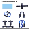 Home Exercise Equipment Set Multifunctional Abdominal Wheel With Push-UP Bar Jump Rope Hand Gripper and Knee Pad