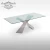 Import Home furniture stainless steel legs dining room table sets modern glass top dining table with 6 chairs from China
