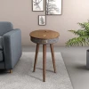 HOMEMORE living room round wood nodic smart furniture side table speaker coffee table with speaker and wireless charger