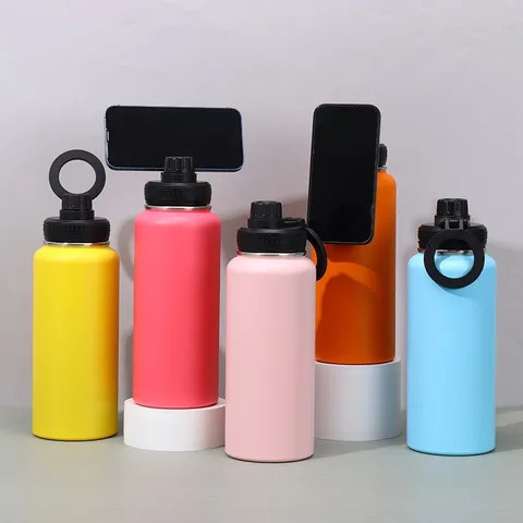 Hot And Cold Double Wall Insulated Stainless Steel Water Bottle Customized Logo 18oz 22oz 25oz 32oz Tumbler Cups With Handle