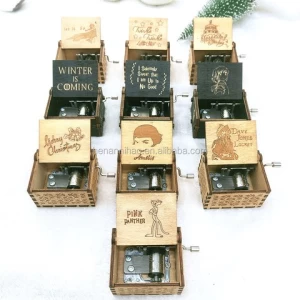 Hot Mini Wooden Music Box Hand Crank Carved Tiny Musical Box As Christmas Gifts