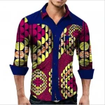 Hot-sale African mens wax fabric long sleeve shirt/100% cotton shirt for African Men