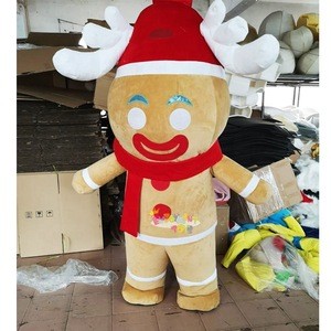 Hot sale CE cartoon Inflatable gingerbread man mascot costume adults  Christmas costumes for party