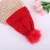 Import Hot Sale Custom 100% Acrylic Knitted Beanie Hat Fur Raccoon Pom Pom Thick Plush Warm Winter Hats for women from China