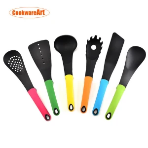 HOT SALE DURABLE HEAT RESISTANT  NONSTICK 6 PCS  NYLON KITCHEN UTENSIL  COOKING TOOLS SET WITH PLASTIC RACK  FOR KITCHEN