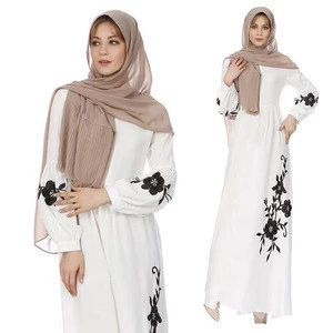 Hot Sale fashion islamic clothing Women Long Sleeve Chiffon Dress muslim embroidery dress abaya