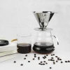 Hot Sale Pour Over Hand Crafted Glass Coffee Carafe stainless Steel Reusable Filter  Drip portable Coffee Maker