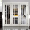 Hot sale white wooden internal room door with  glass & wooden frame folding door