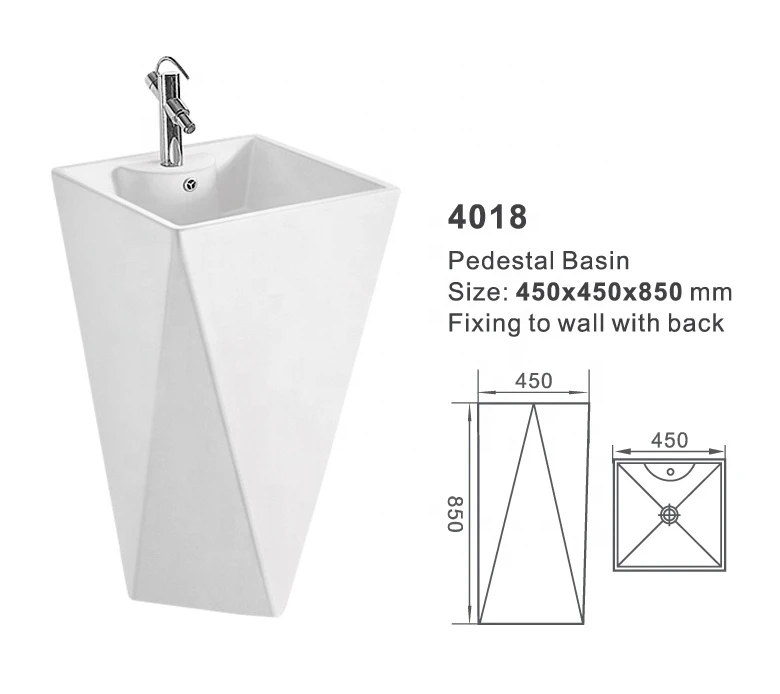 Hot sell bathroom ceramic one piece pedestal basin, wash basin with stand