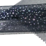 Hot selling 100% polyester gold foil sequin spangle print mesh tulle fabric