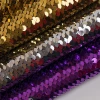 Hot selling African 100% polyester purple rose gold tulle sequin fabric