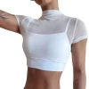 Hot selling mesh workout sportswear short sleeve sports fitness yoga wear custom crop top