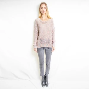 Hot Selling Women Knit Casual Fancy Yarn Pullover Sweater