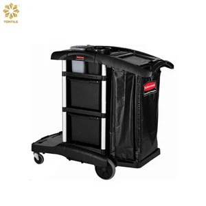 Hotel cleaning cart housekeeping trolley with black bag