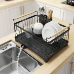 Household Countertop Kitchen Dish Drying Drainer Rack Shelf Rackstorage Utensil Holder With Choopping Board