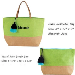 In Stock Wholesale Women Two Pieces Jute Tote Sets